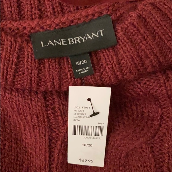 Lane Bryant Double Cable knit sweater Maroon 18/20 - Picture 3 of 3